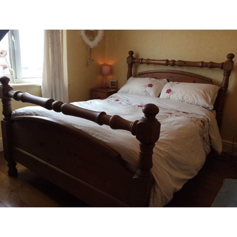 Pine double bed approx W150cm D198cm (frame) pick up only