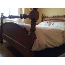 Pine double bed approx W150cm D198cm (frame) pick up only