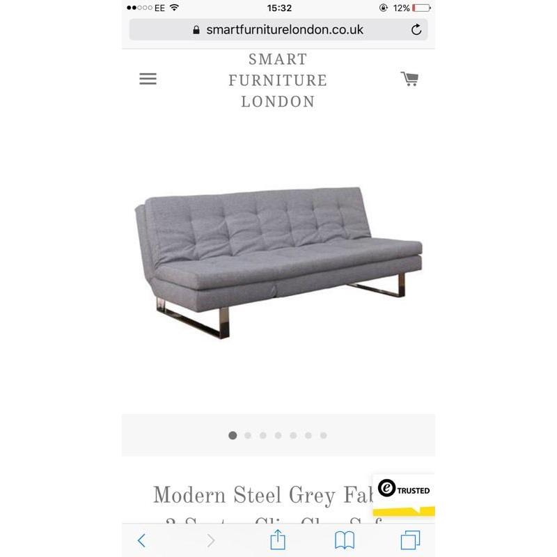 Grey 3 Seater Clic Clac Sofa Bed