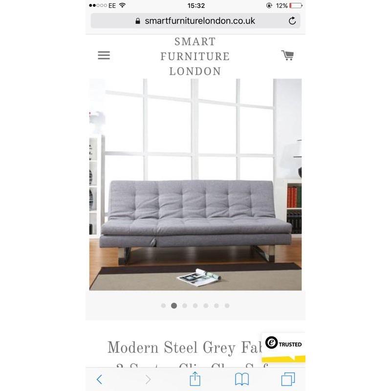 Grey 3 Seater Clic Clac Sofa Bed