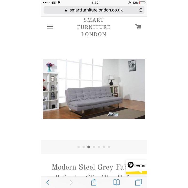 Grey 3 Seater Clic Clac Sofa Bed