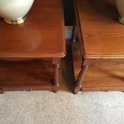 Cherry wood lamp tables and lamps