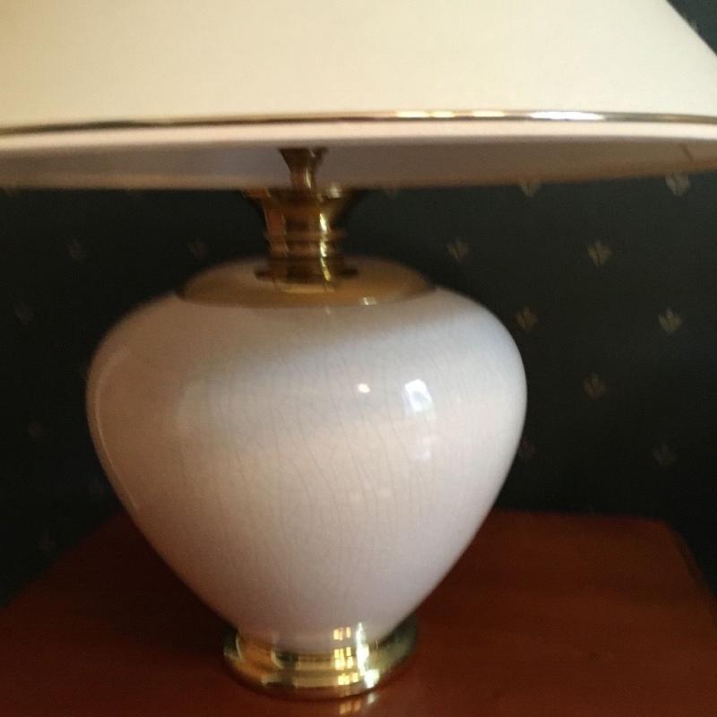 Cherry wood lamp tables and lamps