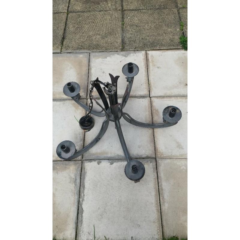 METAL STEEL BLACK CHANDELIER GOTHIC WROUGHT IRON