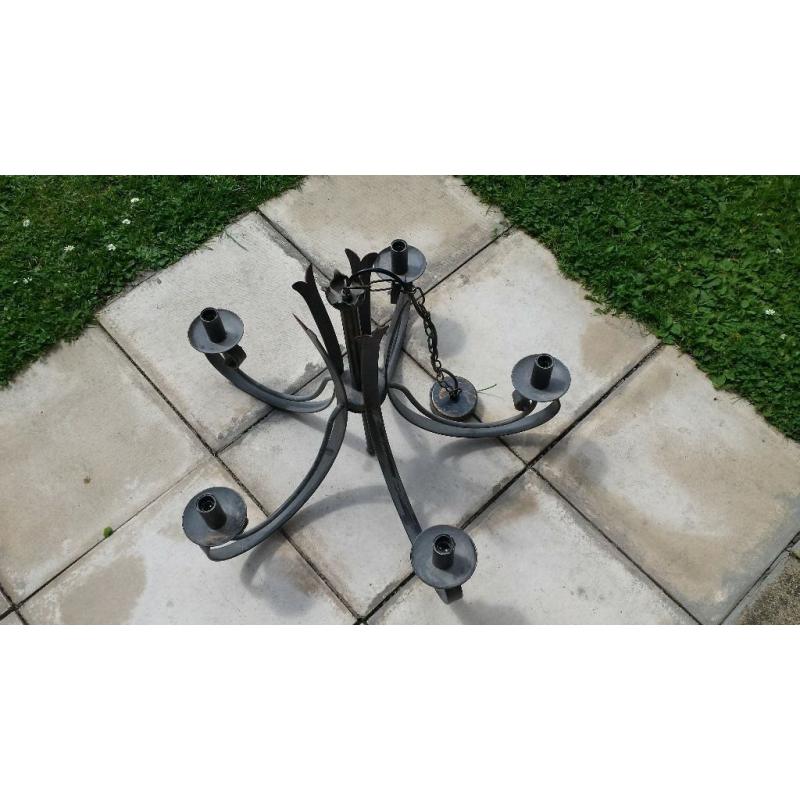 METAL STEEL BLACK CHANDELIER GOTHIC WROUGHT IRON