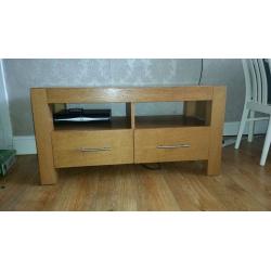 Solid oak Morris furnishing console tv unit