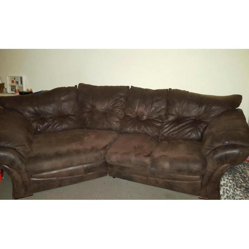 Brown fabric cuddle corner sofa