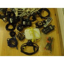 LARGE BOX OF VARIOUS ELECTRICAL CABLES, AUDIO/VISUAL CONNECTORS, ADAPTORS ETC