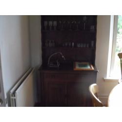 Classic antique dark oak Welsh dresser with plate rack