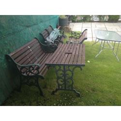 FULL SET ,CAST IRON TABLE CHAIRS.