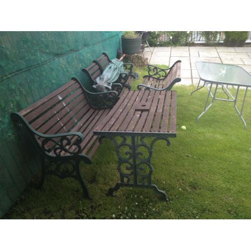 FULL SET ,CAST IRON TABLE CHAIRS.