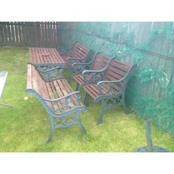 FULL SET ,CAST IRON TABLE CHAIRS.