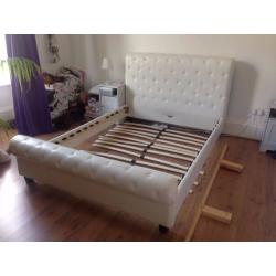 Kingsize Chesterfield faux leather bed frame