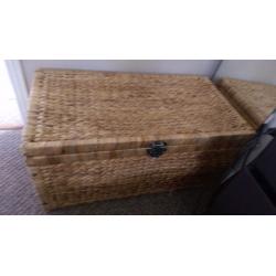 Bed frame, drawers, mirror, chair, trunk/chest for sale - all wicker, collection only