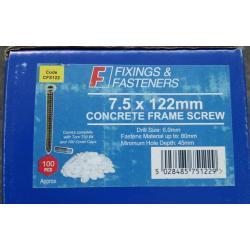 CONCRETE WINDOW & DOOR FRAME SCREWS x 100 7.5 x 122mm