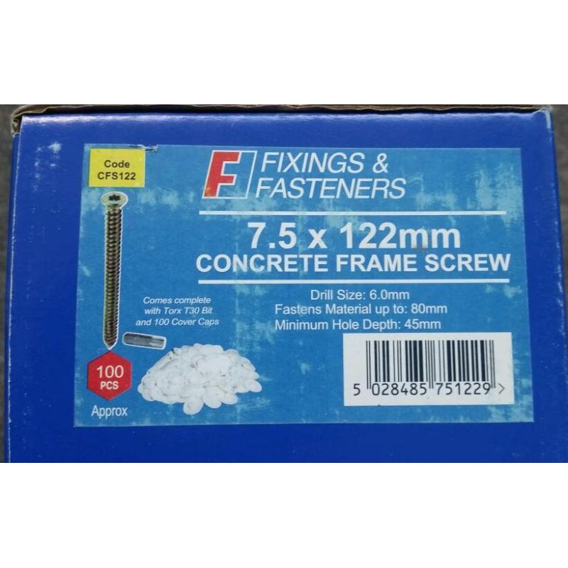 CONCRETE WINDOW & DOOR FRAME SCREWS x 100 7.5 x 122mm