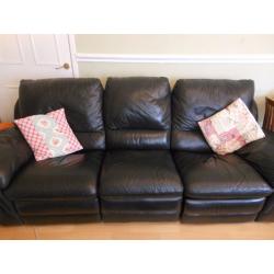 Black 3 Seater Reclining Sofa