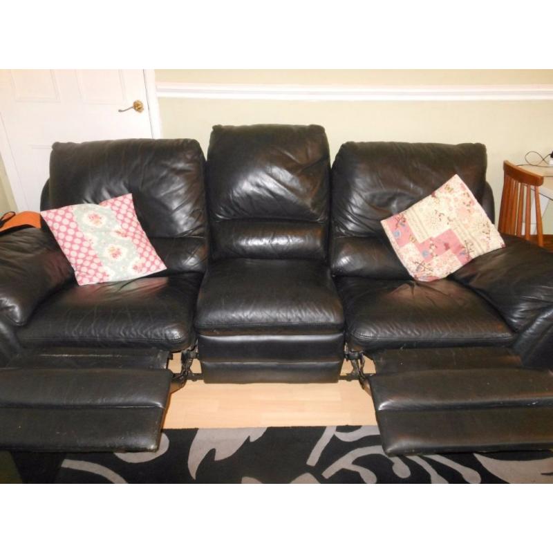 Black 3 Seater Reclining Sofa