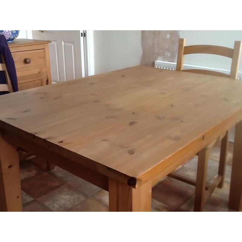 Pine kitchen/dining room table measuring 4' X 3'.