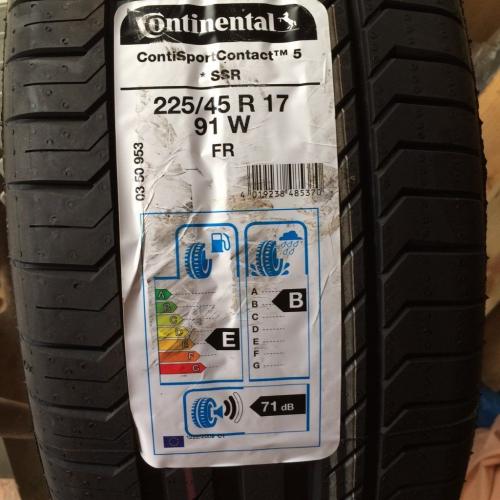 225 45 17 91W SSR CONTINENTAL RUNFLAT CSC5 BRAND NEW