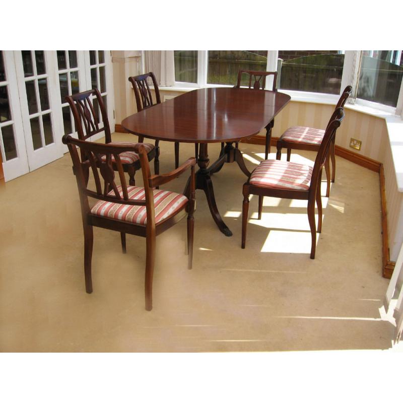 EXCELLENT CONDITION –ELEGANT EXTENDING DINING TABLE & 6 ORNATE CHAIRS (CAN DELIVER)