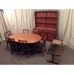G Plan Dining Suite - Teak Table & 6 Chairs - Dresser / Sideboard & Coffee Table