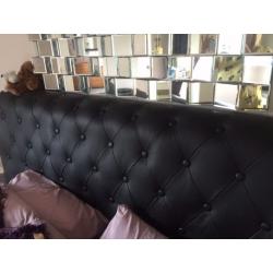 Black Leather Super King Size Bed Frame 6ft bed 'Looks Brand New'