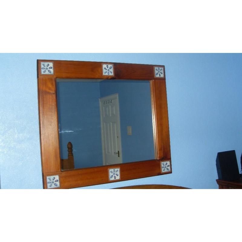 Stunning Solid Wood Mirror with Tiles, Collection Chatham ME5