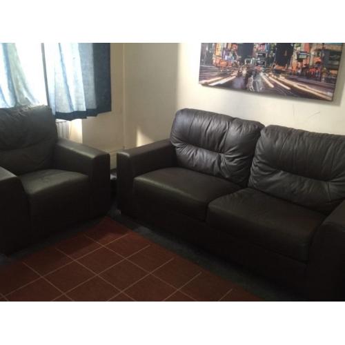 Brown leather sofas