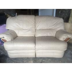Real leather reclining sofa, cream 2 seater! Amazing condition