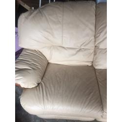 Real leather reclining sofa, cream 2 seater! Amazing condition