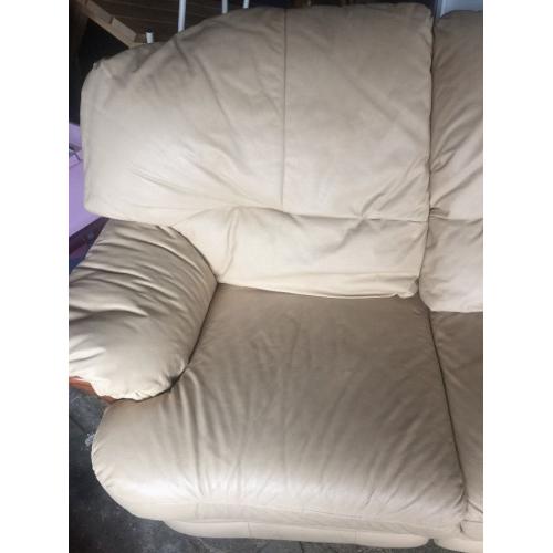 Real leather reclining sofa, cream 2 seater! Amazing condition