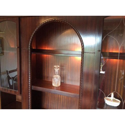 Mahogany veneer unit with lights