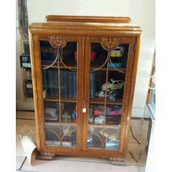 Oak glazed display cabinet 54" x 36"x 15"