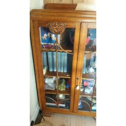 Oak glazed display cabinet 54" x 36"x 15"