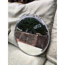 Round vintage silver mirror
