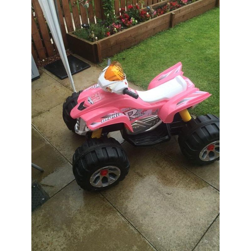 Girls pink electric quad bike