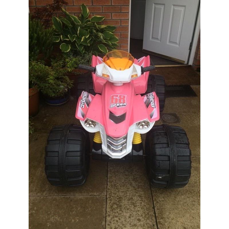 Girls pink electric quad bike