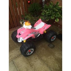 Girls pink electric quad bike