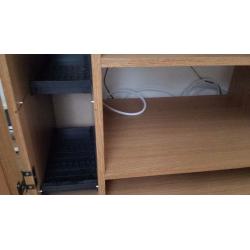 Pine effect heavy duty TV stand with DVD racks