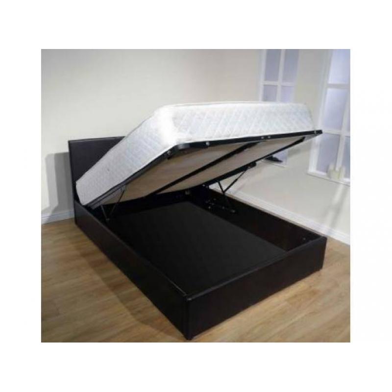 BRAND NEW - Double Storage Leather Bed w/ 10inch Dual-Sided Full Ortho Mattress- Kingsize available