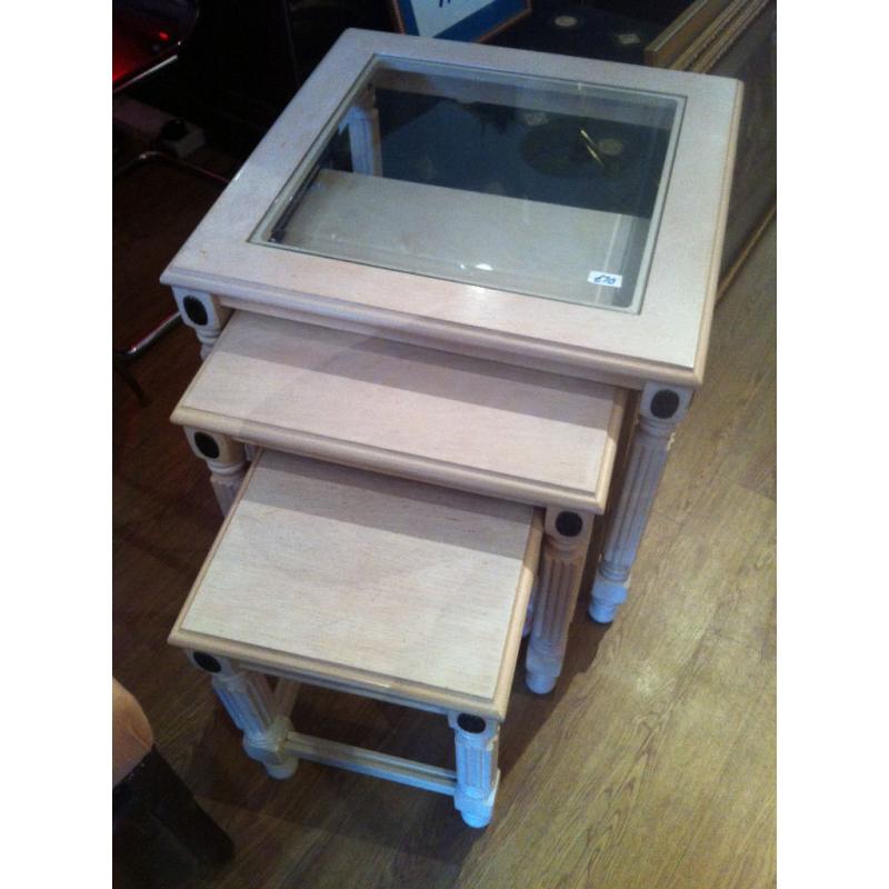 Nest of Tables with glass on top table , feel free to view