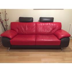 Trendy Italian Leather 3 Seater Sofa and Chair
