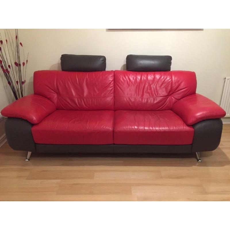 Trendy Italian Leather 3 Seater Sofa and Chair