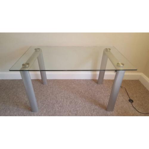 Glass Top Dining Table Mental Legs Large