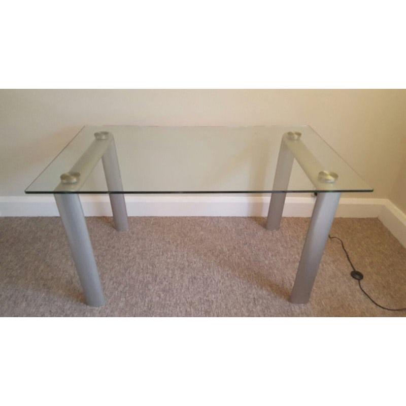Glass Top Dining Table Mental Legs Large