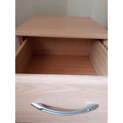 Two bedside tables with drawers and shelf in good condition