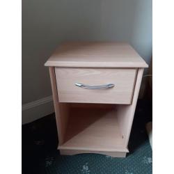 Two bedside tables with drawers and shelf in good condition