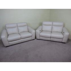 'CRESSIDA' PAIR OF 2 SEATERS 100% LEATHER ONE POWER RECLINER