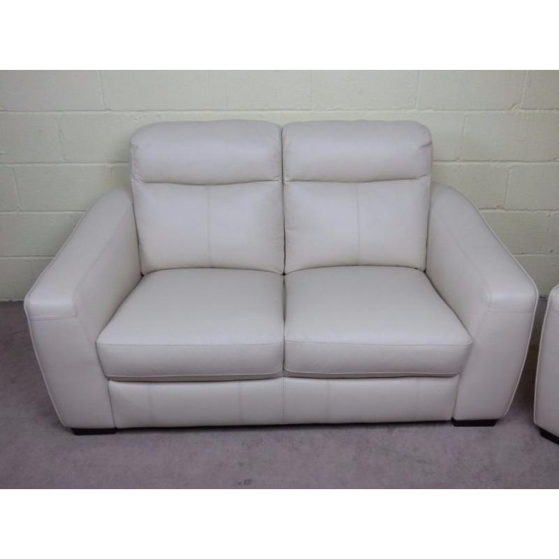'CRESSIDA' PAIR OF 2 SEATERS 100% LEATHER ONE POWER RECLINER
